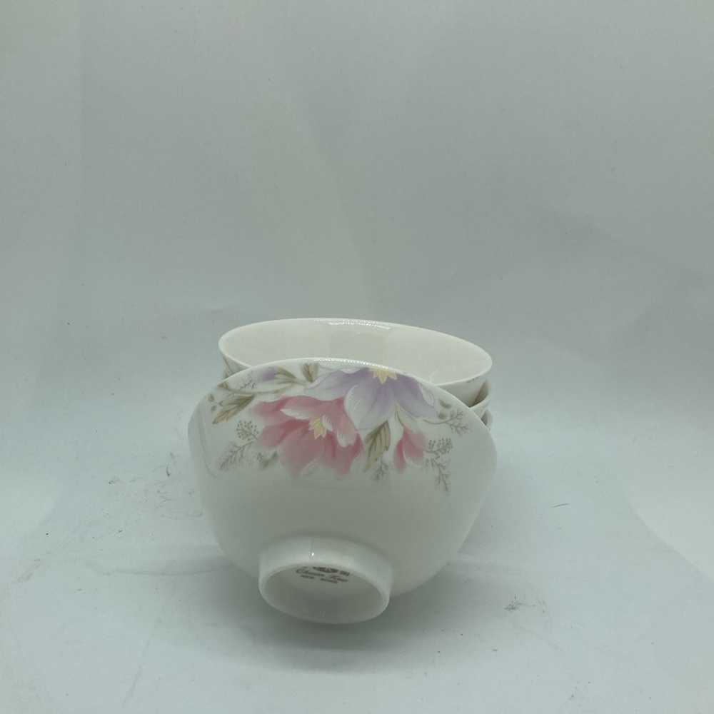 Vintage Porcelain Bowls - Pink and Purple bowls or tea cups Bone China